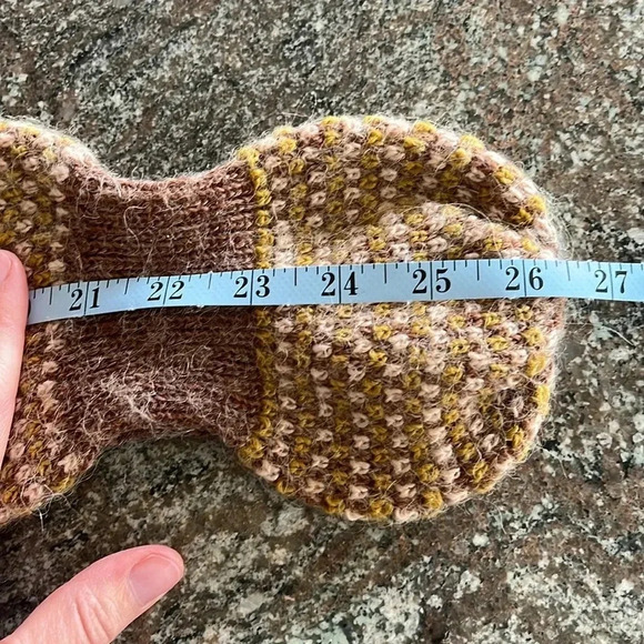 Alpaca Wool Blend Keyhole Scarf Soft Vintage Inspired Brown Mustard Neutral - Picture 3 of 6